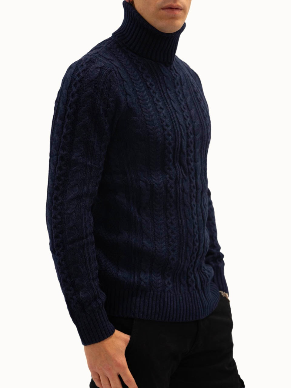 Maglione Dolcevita Intreccio Navy Blue