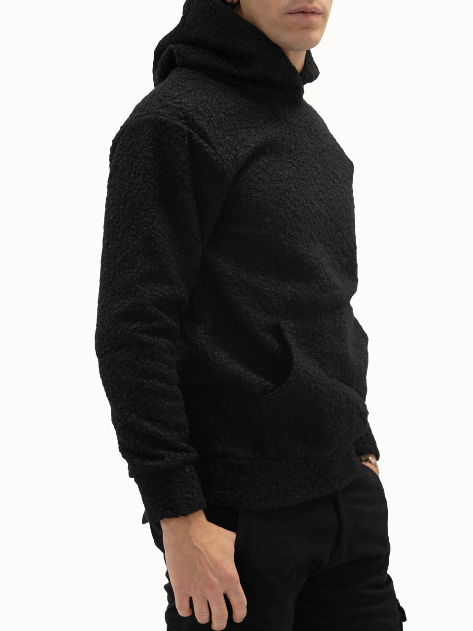 Felpa Teddy con Cappuccio Black