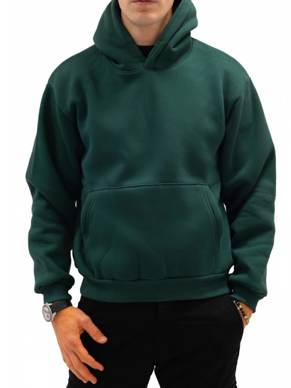 Felpa Boxy Felpata Forest Green