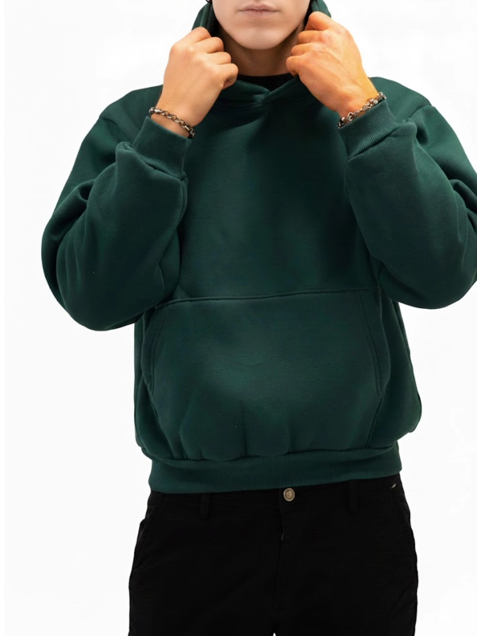 Felpa Boxy Felpata Forest Green