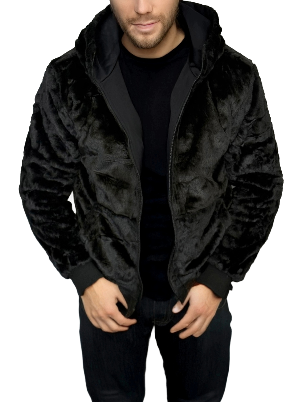Giacca Pelliccia Reversibile Black