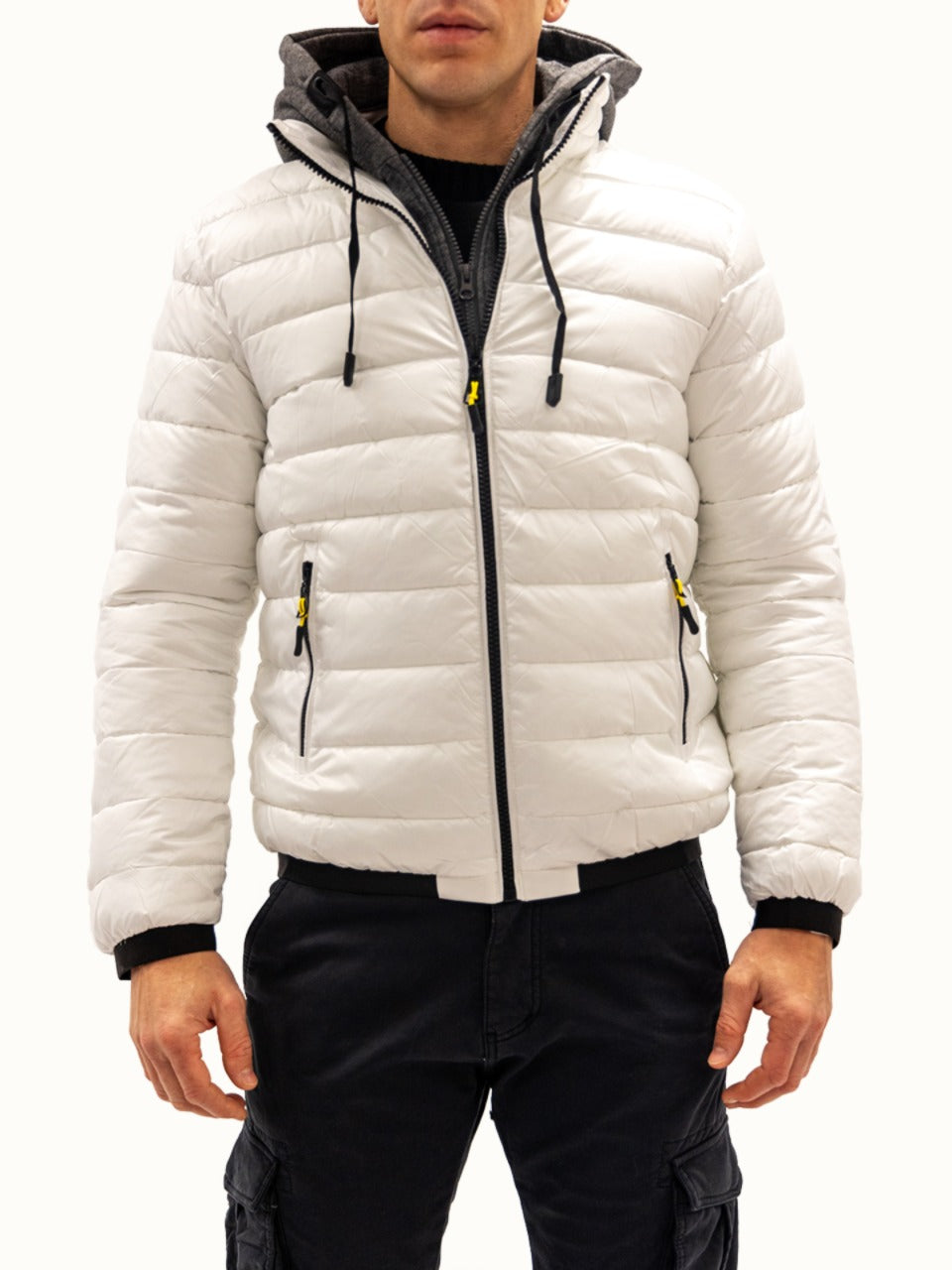 Giubbotto con Cappuccio Removibile White