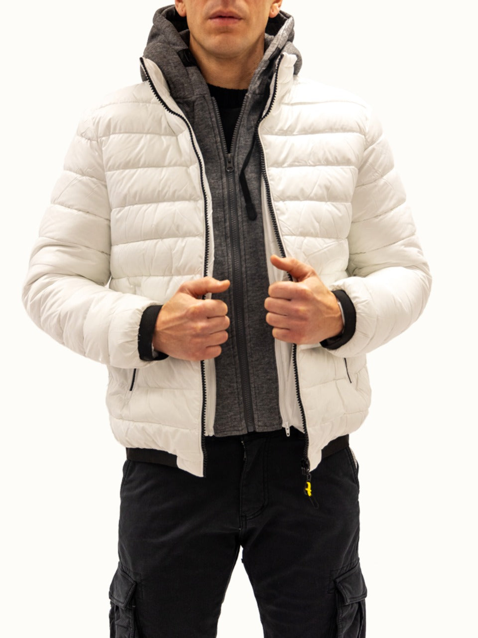 Giubbotto con Cappuccio Removibile White