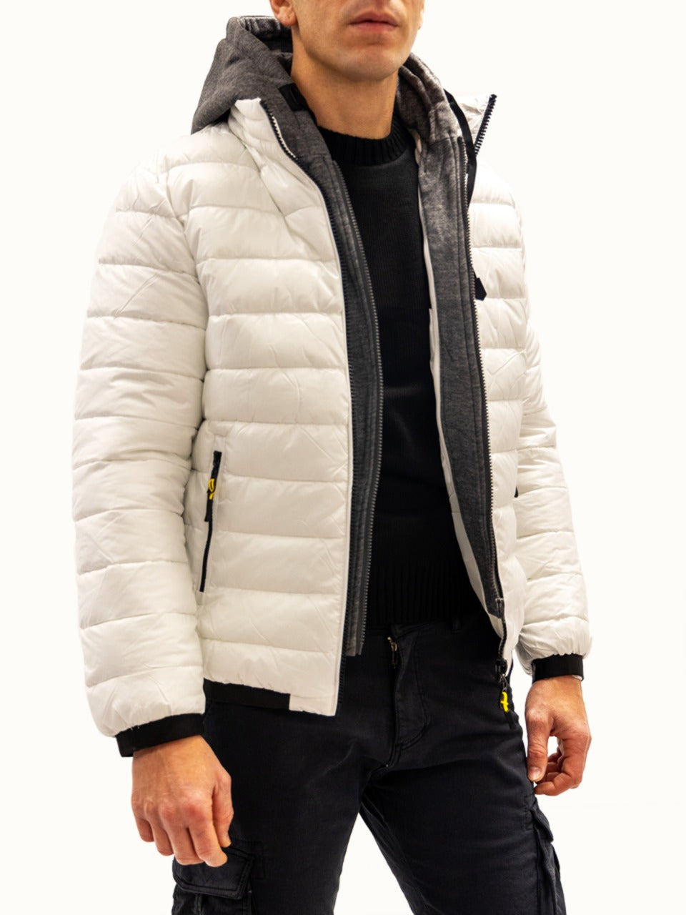 Giubbotto con Cappuccio Removibile White