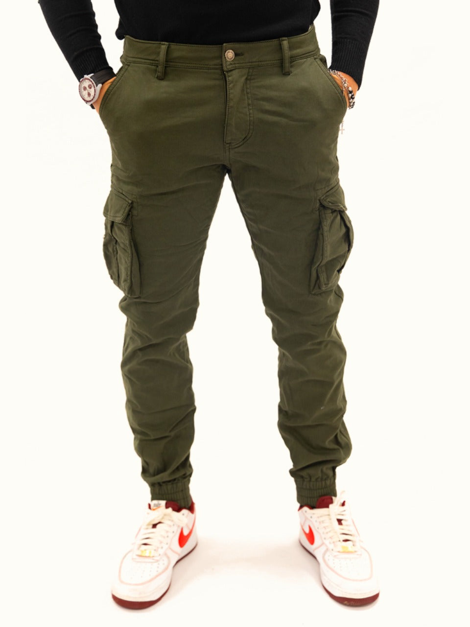 Pantalone Cargo Urban Felpato Military Green